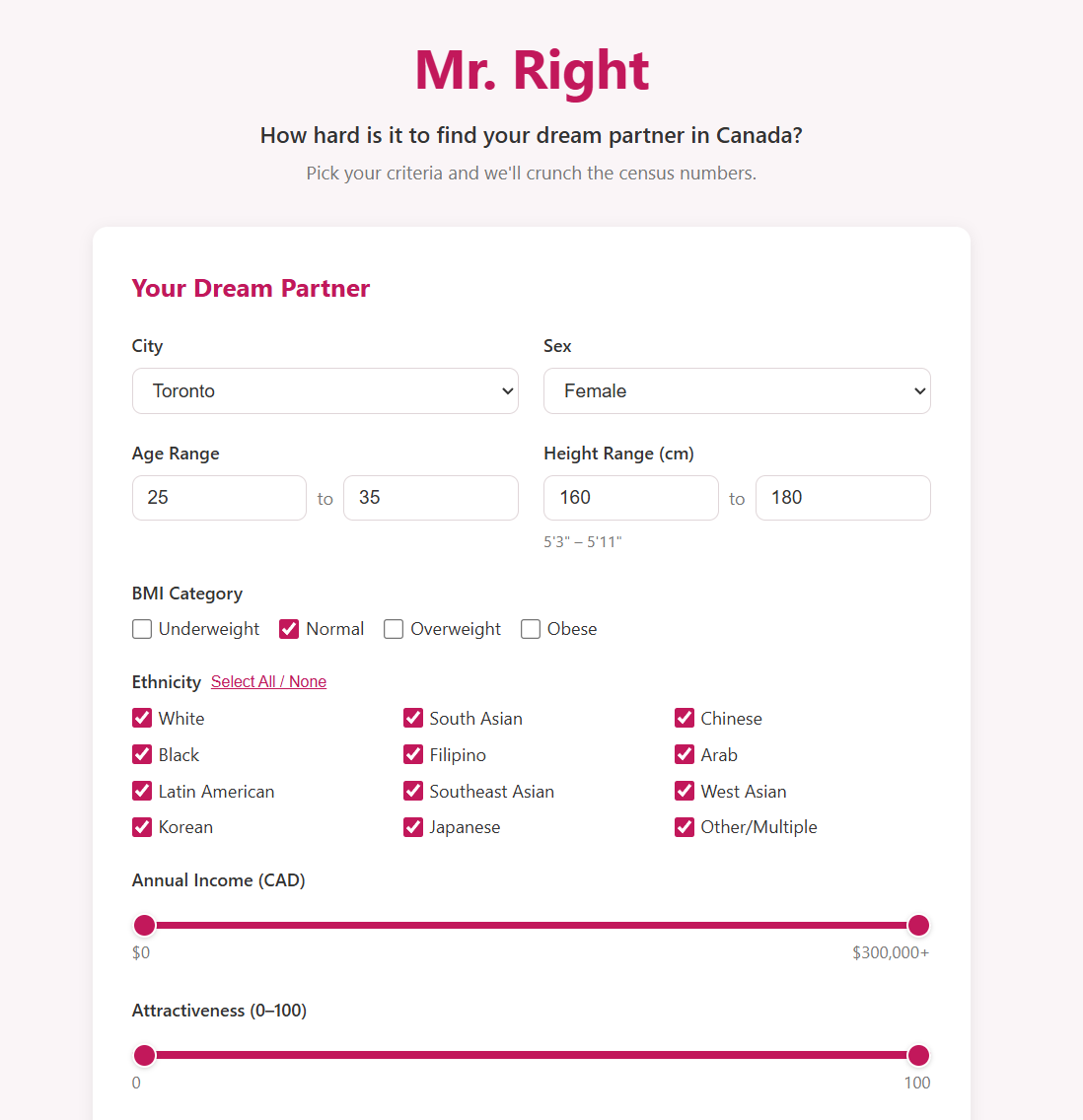 Dream Partner Calculator